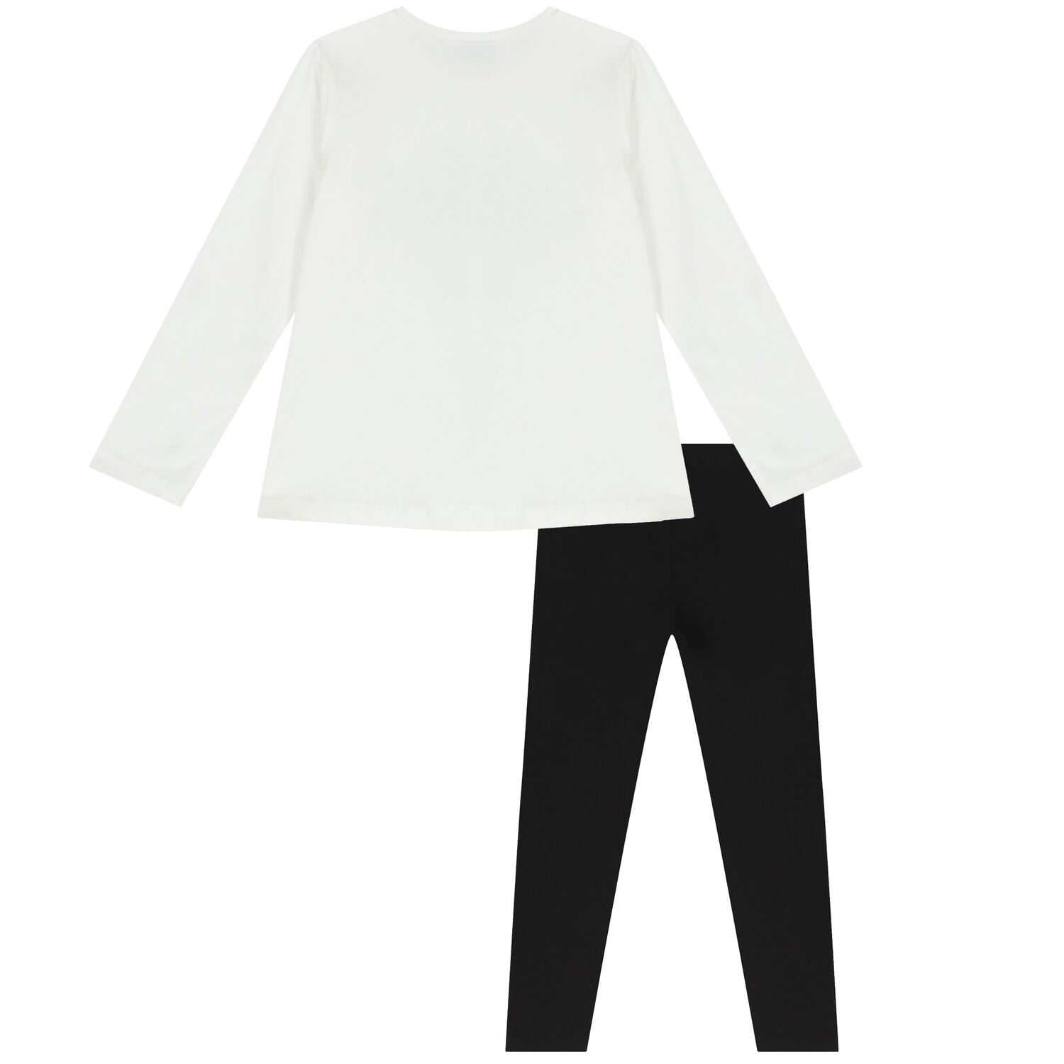 Girls White & Black Top & Leggings Set, 1, hi-res image number null